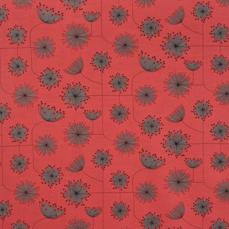 Mid Century Prints Dandelion Mobile Coral with Storm (Upholstery Grade)