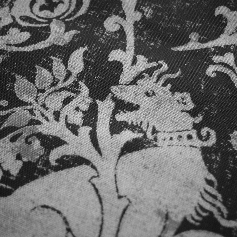 Guinevere Medieval Heraldic Beasts Basalt Cotton Linen Print