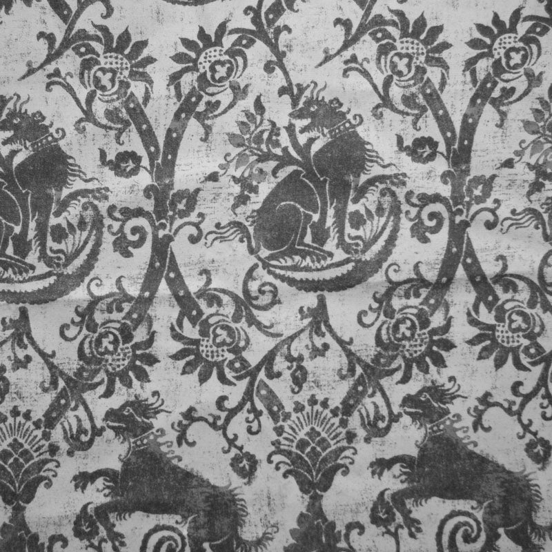 Guinevere Medieval Heraldic Beasts Limestone Cotton Linen Print