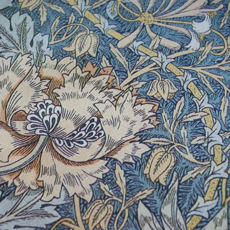 William Morris Designs Honeysuckle Gold and Blue Print