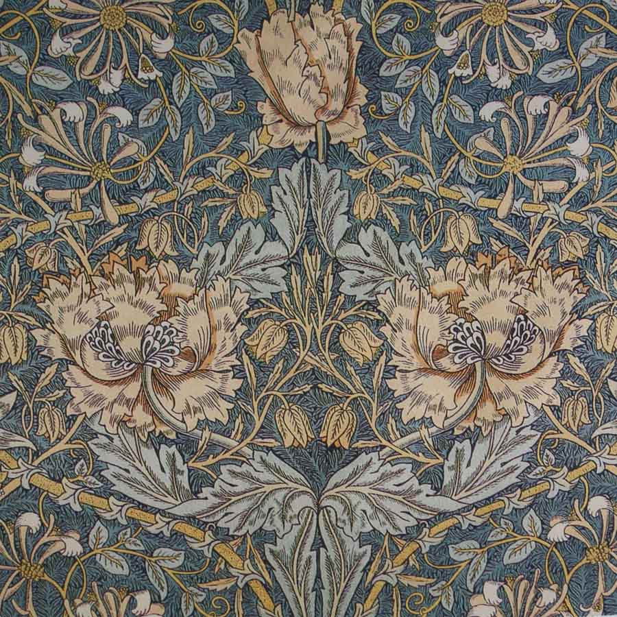 William Morris Designs Honeysuckle Gold and Blue Print