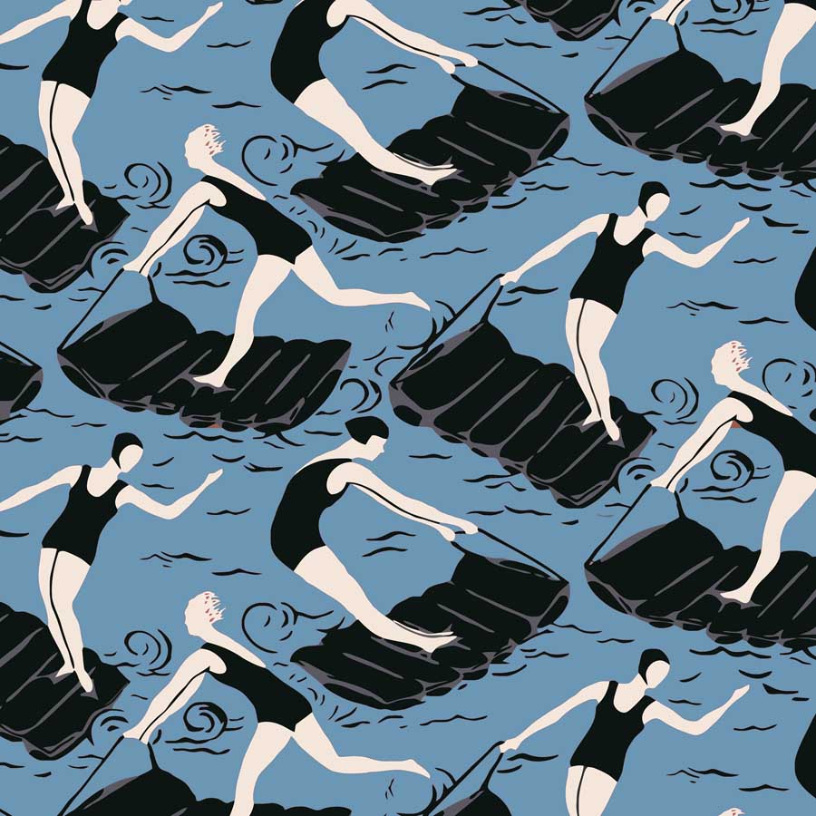 blue art deco curtain upholstery fabric