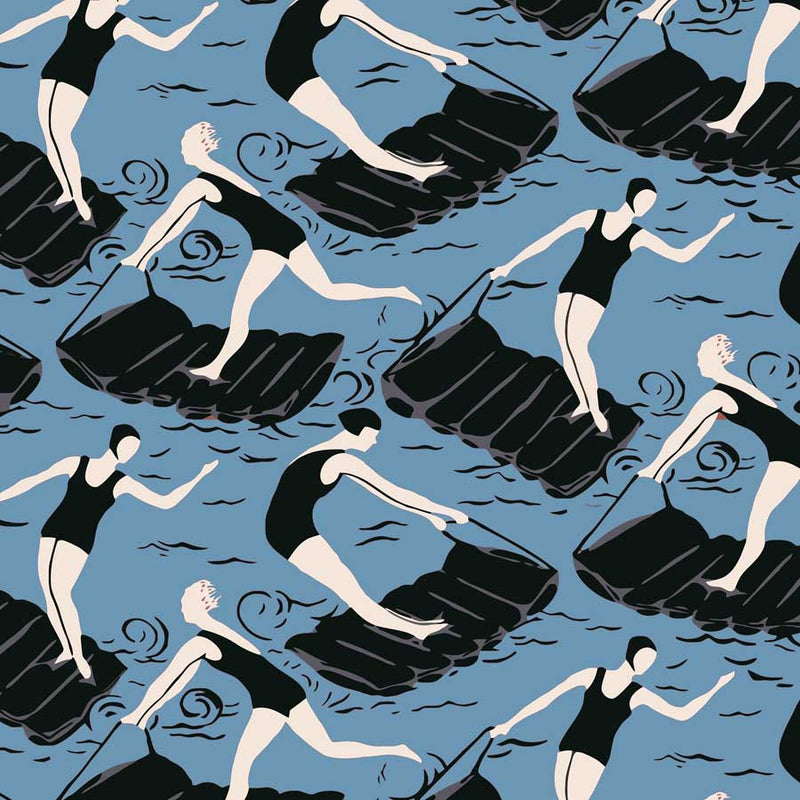 blue art deco curtain upholstery fabric