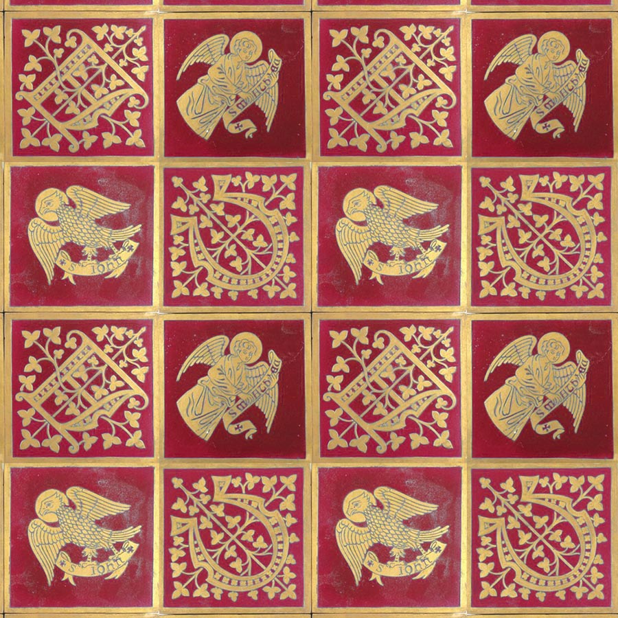 red and gold   fabric - Augustus Pugin Red and Gold Tiles