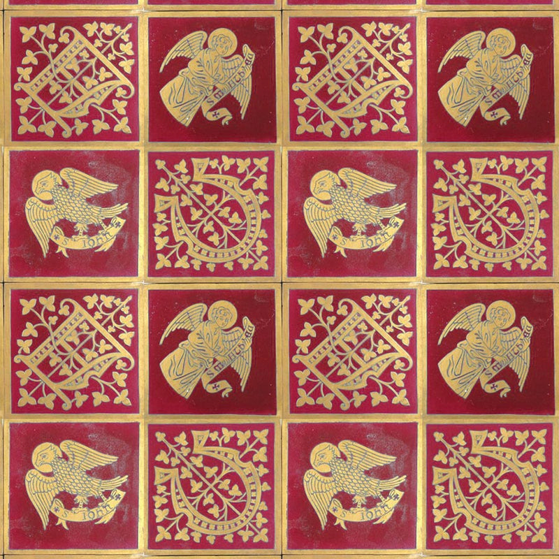 red and gold   fabric - Augustus Pugin Red and Gold Tiles