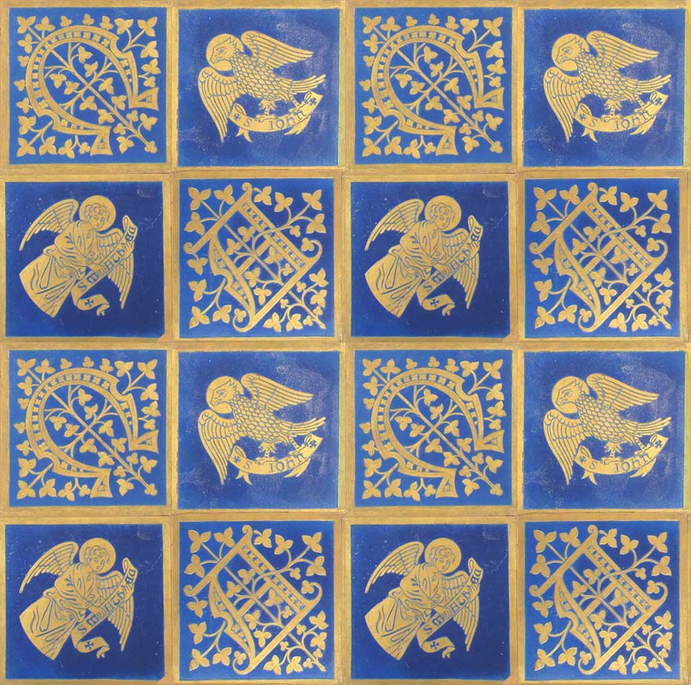 blue and gold   fabric - Augustus Pugin Blue and Gold Tiles