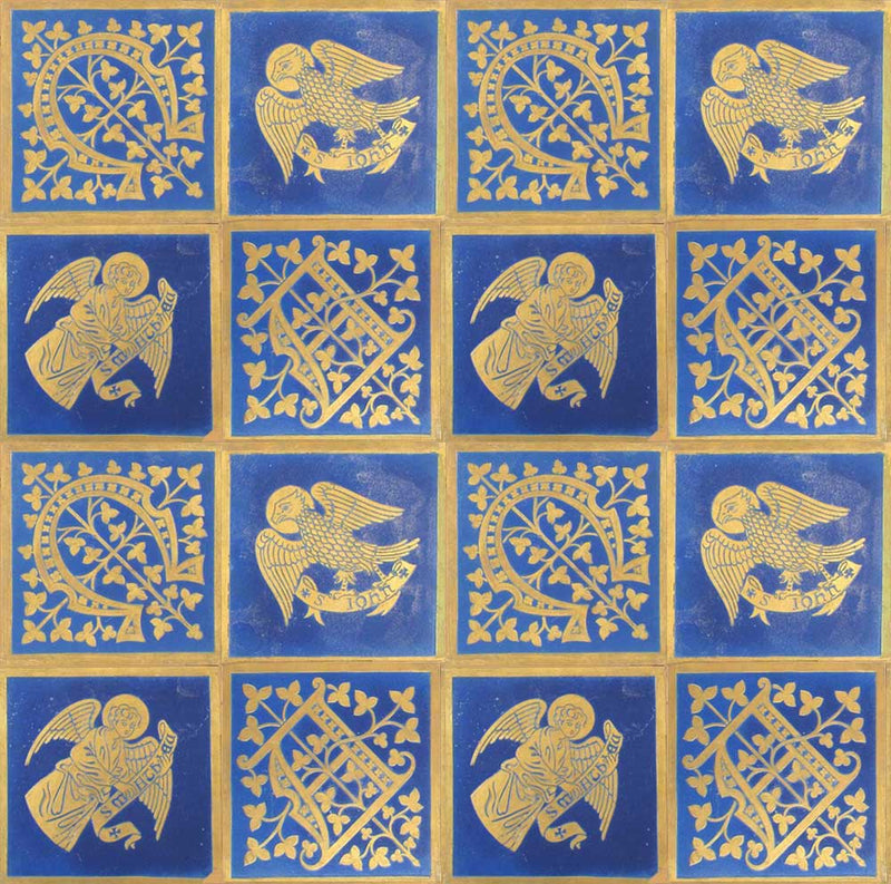 blue and gold   fabric - Augustus Pugin Blue and Gold Tiles