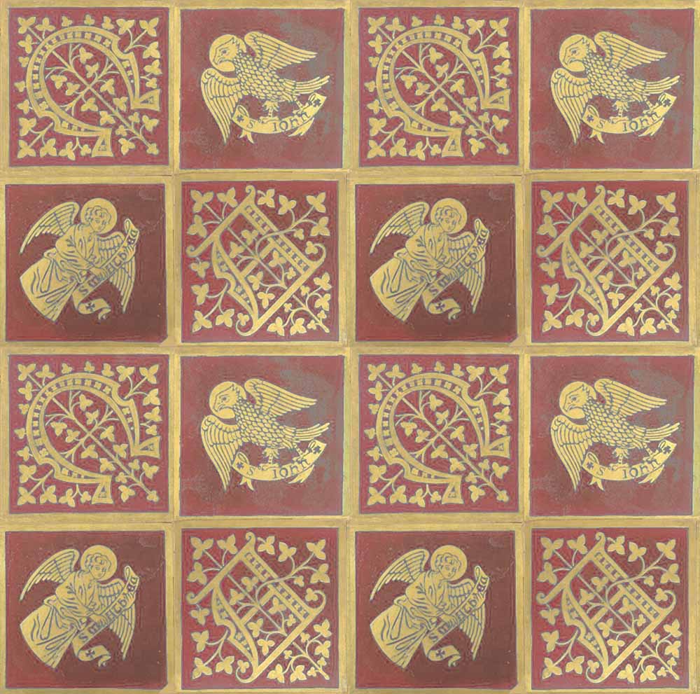 terracotta   fabric - Augustus Pugin Terracotta and Gold Tiles