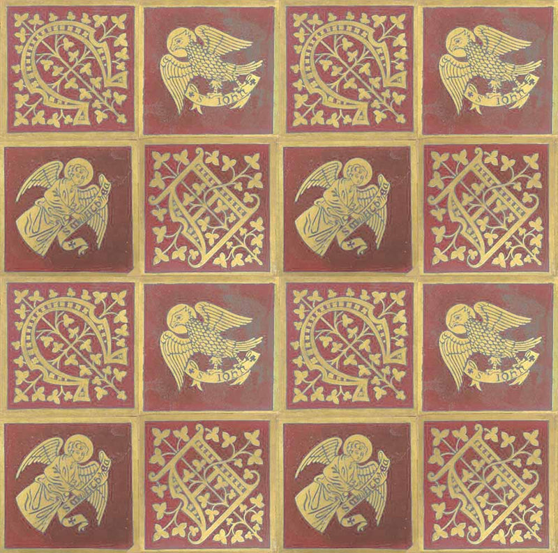 terracotta   fabric - Augustus Pugin Terracotta and Gold Tiles