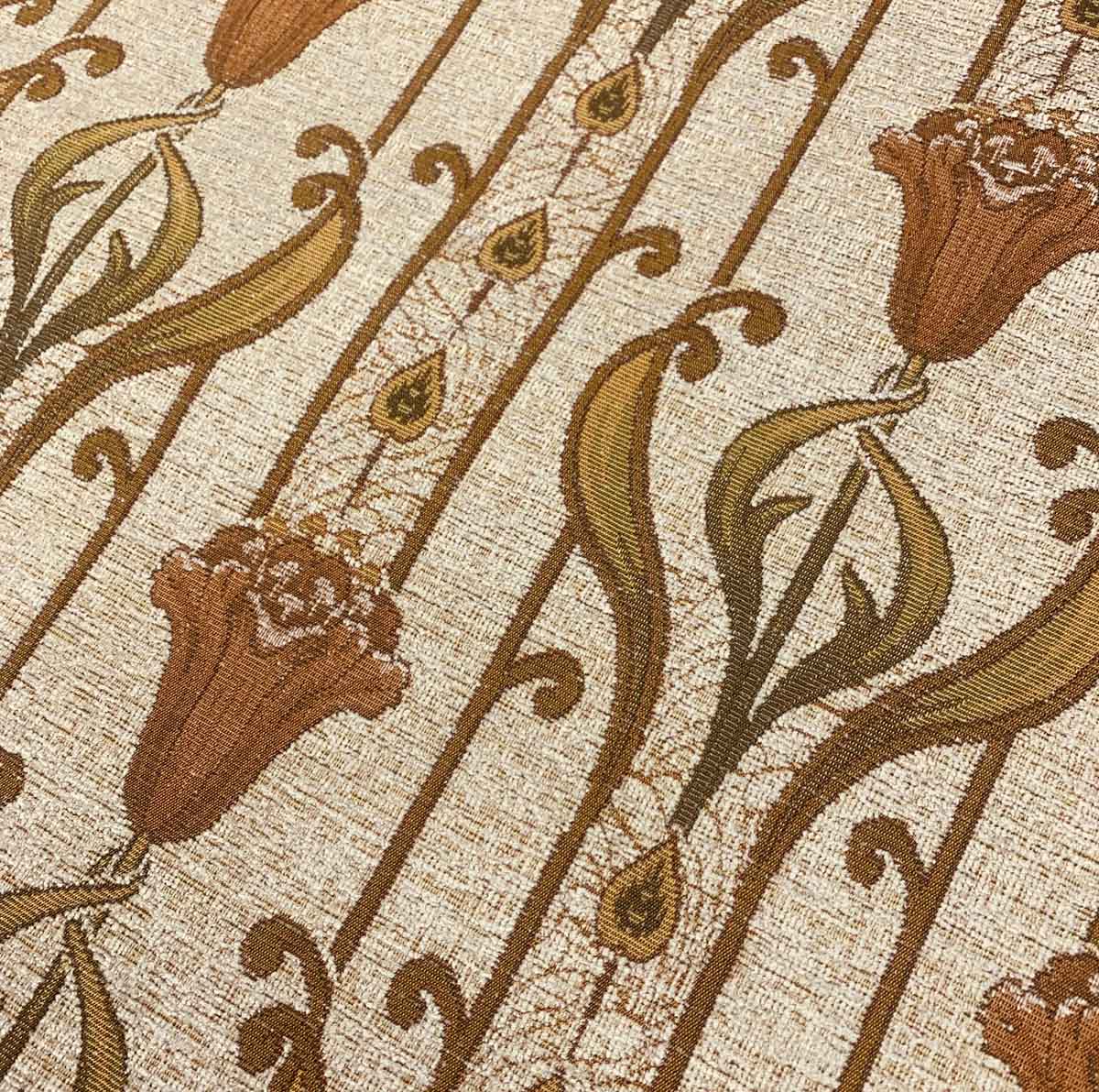 Heavy arts and crafts style lily weave upholstery fabric