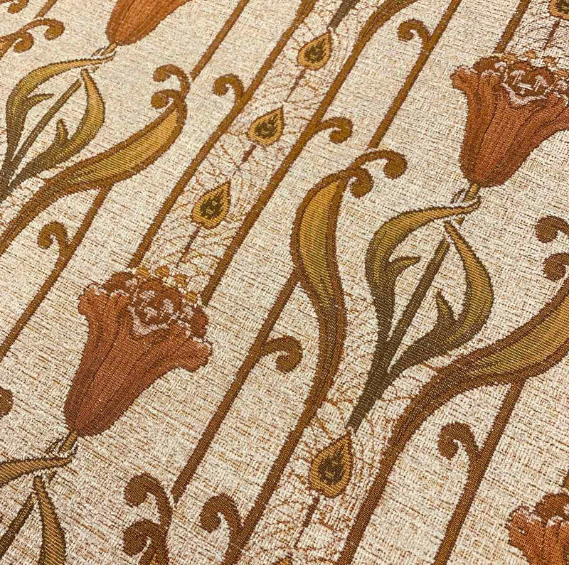 Heavy arts and crafts style lily weave upholstery fabric