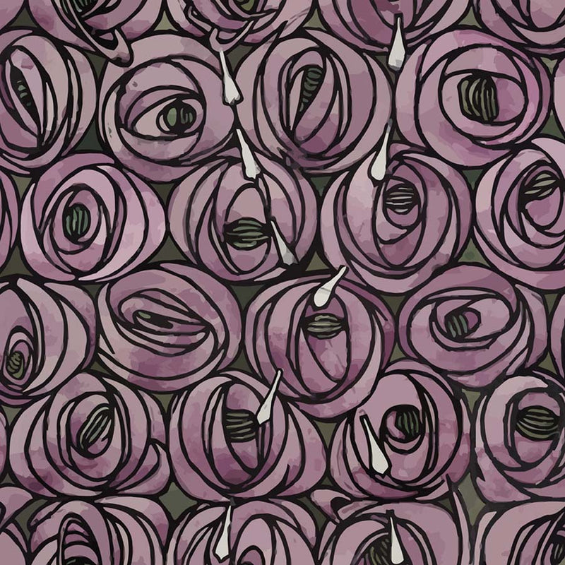Charles Rennie Mackintosh Teardrop Roses Fabric Lilac