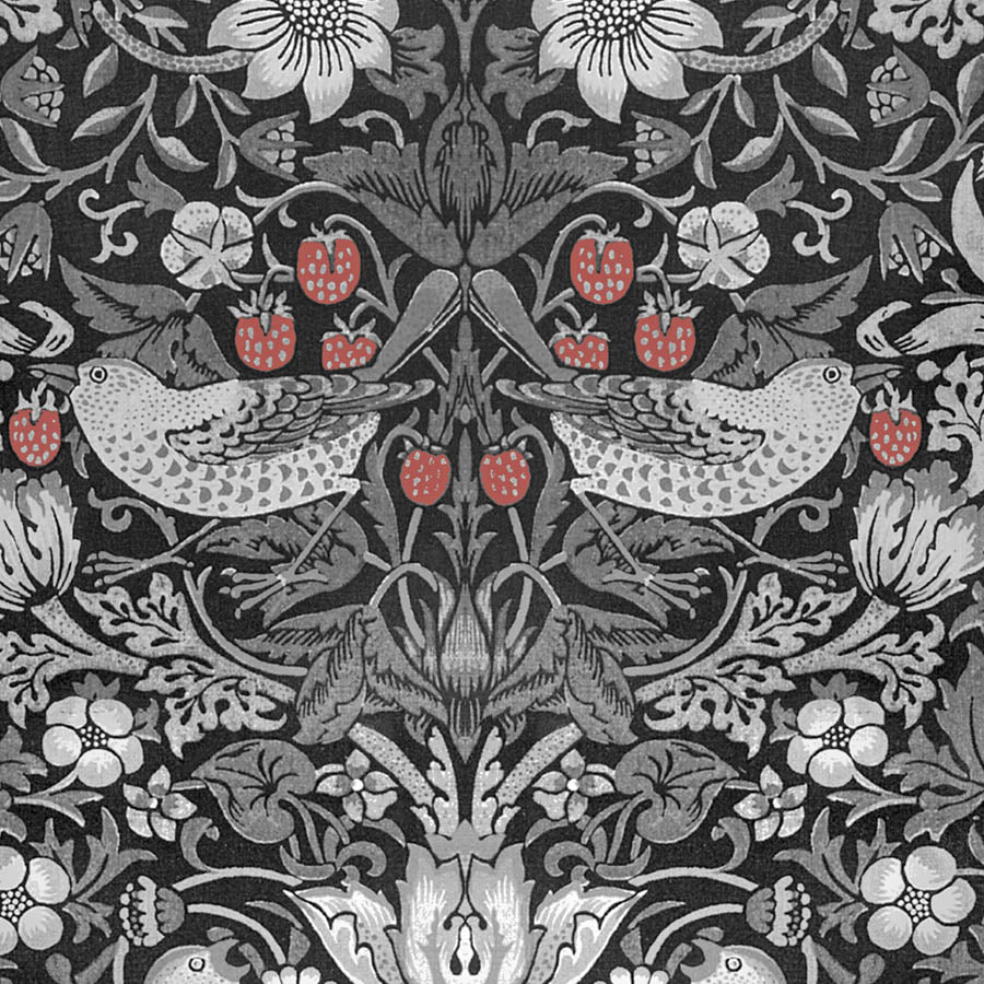 William Morris Designs Strawberry Thief Monotone Print