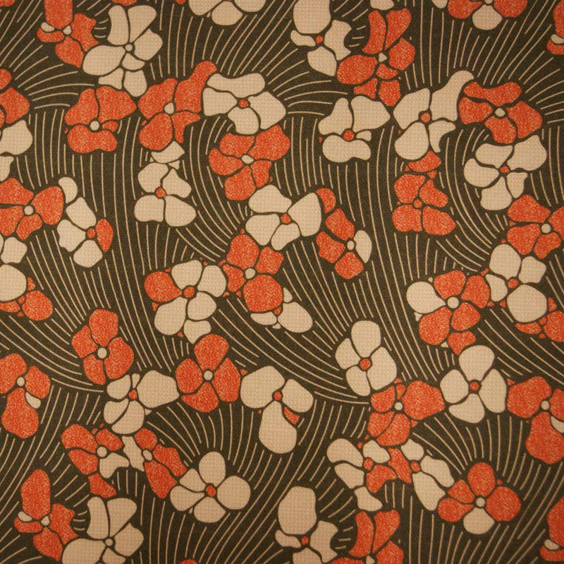 orange and cream art deco curtain upholstery fabric