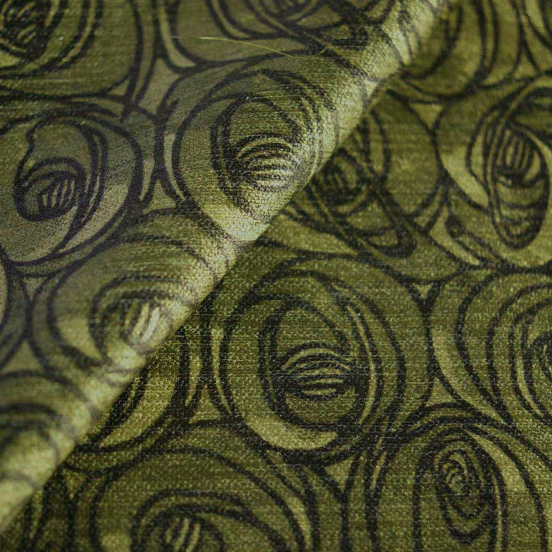 Charles Rennie Mackintosh Rennie Roses Forest Green Velvet (limited sale price stock)