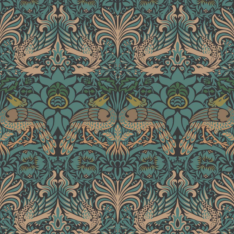 William Morris Peacocks and Dragons Velvet Curtain Upholstery Fabric