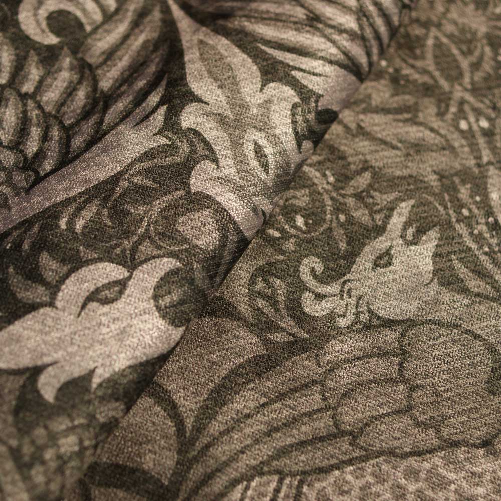 William Morris Designs Peacocks and Dragons Antique Silver Velvet
