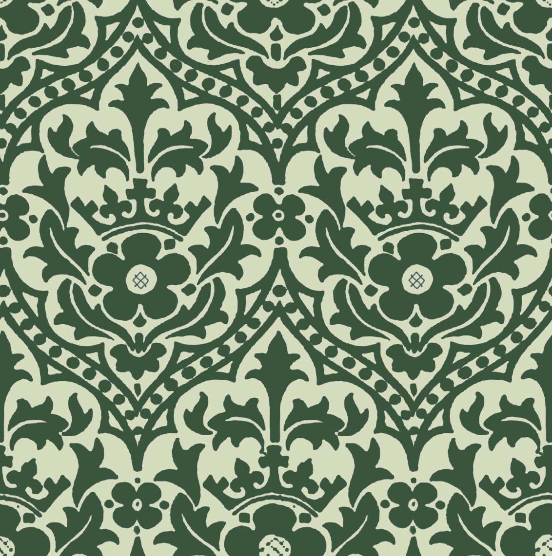 green and oatmeal cotton print  fabric - Augustus Pugin Houses of Parliament Window Blind Print Green on Cream