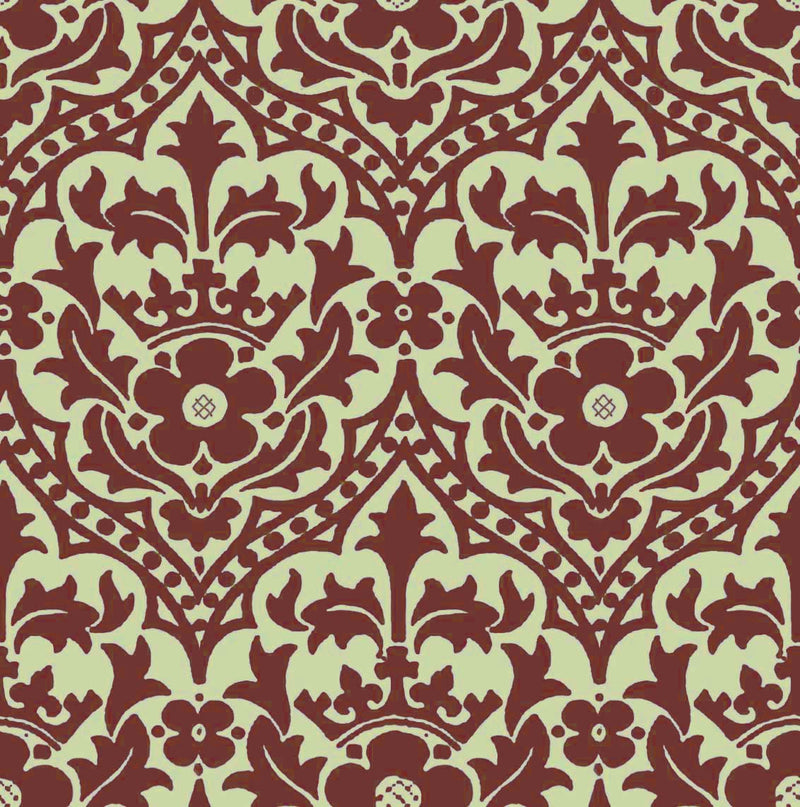 red and cream cotton print  fabric - Augustus Pugin Houses of Parliament Window Blind Print Red on Cream