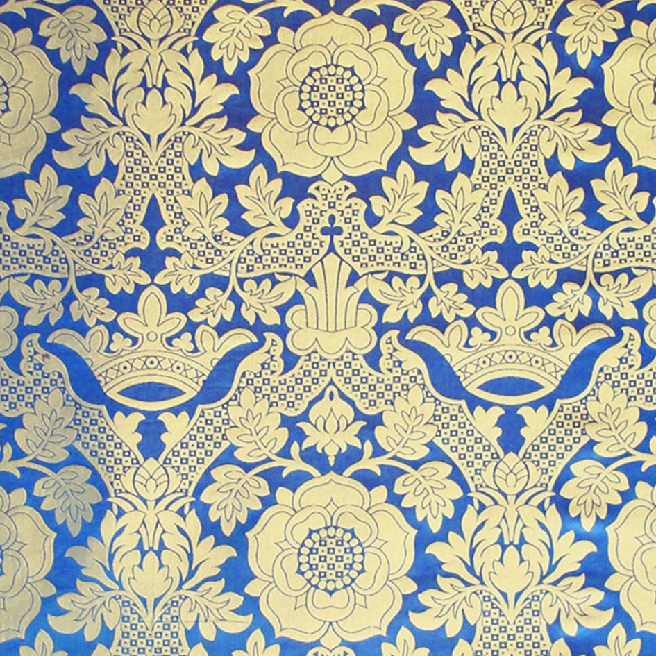 Hampton Court Rose Brocade Blue and Gold