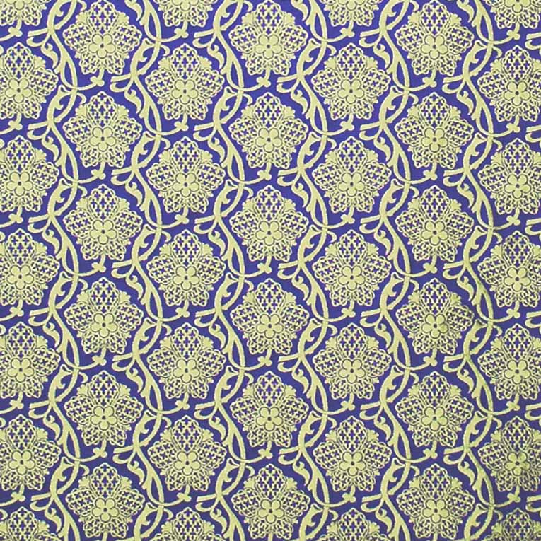 Augustus Pugin St Hubert Brocatelle Blue Gold fabric from Loome Fabrics