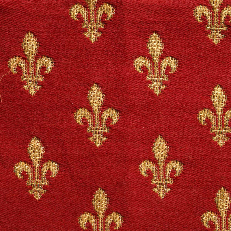 celtic medieval  red tapestry curtain and upholstery fabric - Guinevere Medieval Fleur de Lys Rouge