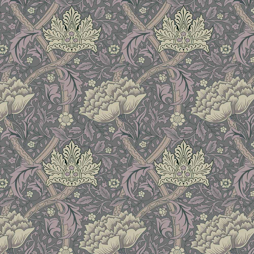 mauve   fabric - William Morris Designs Windrush Mauve and Cream Print
