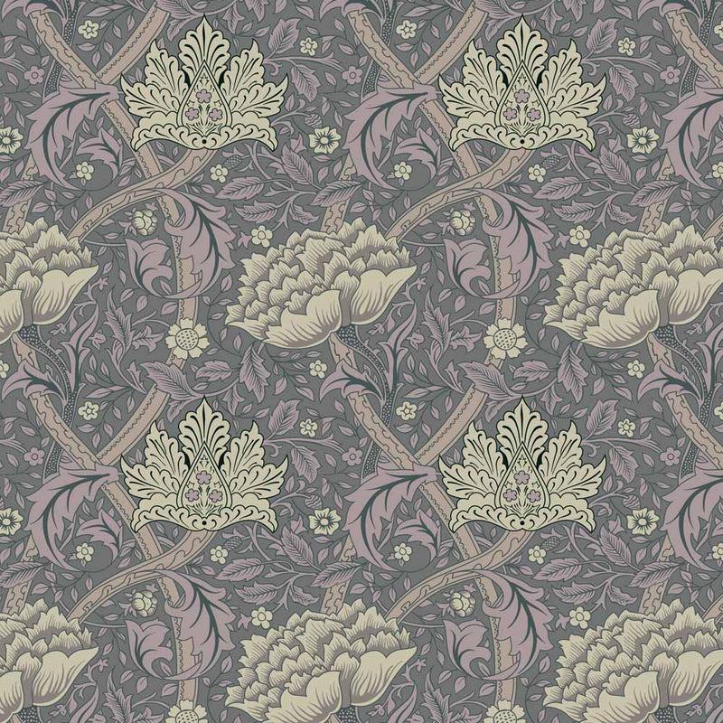 mauve   fabric - William Morris Designs Windrush Mauve and Cream Print