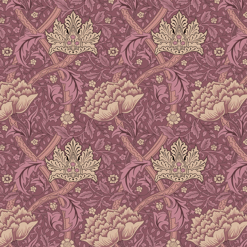 pink   fabric - William Morris Designs Windrush Pink Print
