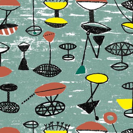 Lucienne Day Flotilla Sage Fabric Textile
