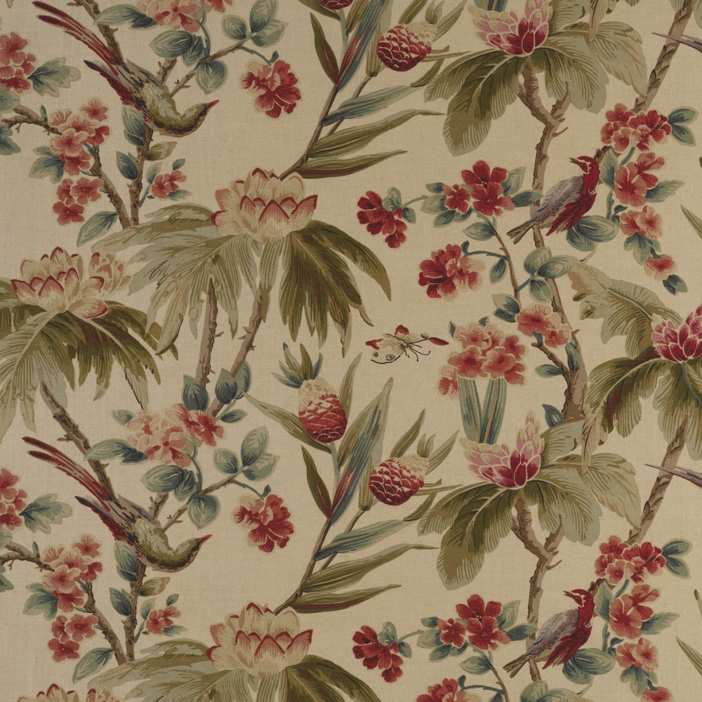Victorian Curtain Upholstery Fabric with Birds