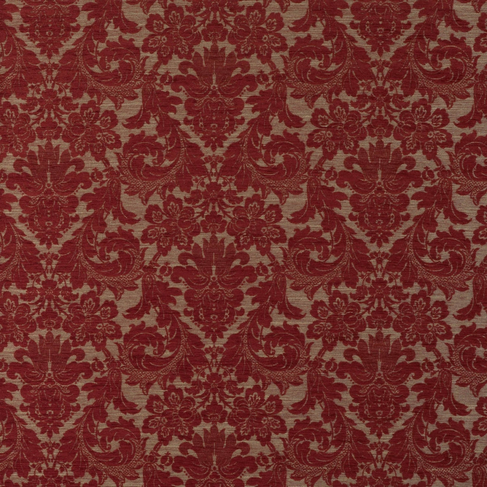 patterned  red chenille upholstery fabric - Berkeley Pomegranate Traditional Pattern