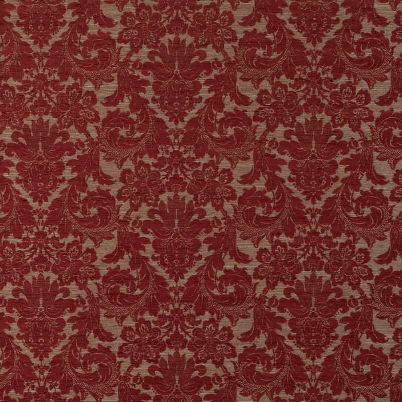 patterned  red chenille upholstery fabric - Berkeley Pomegranate Traditional Pattern