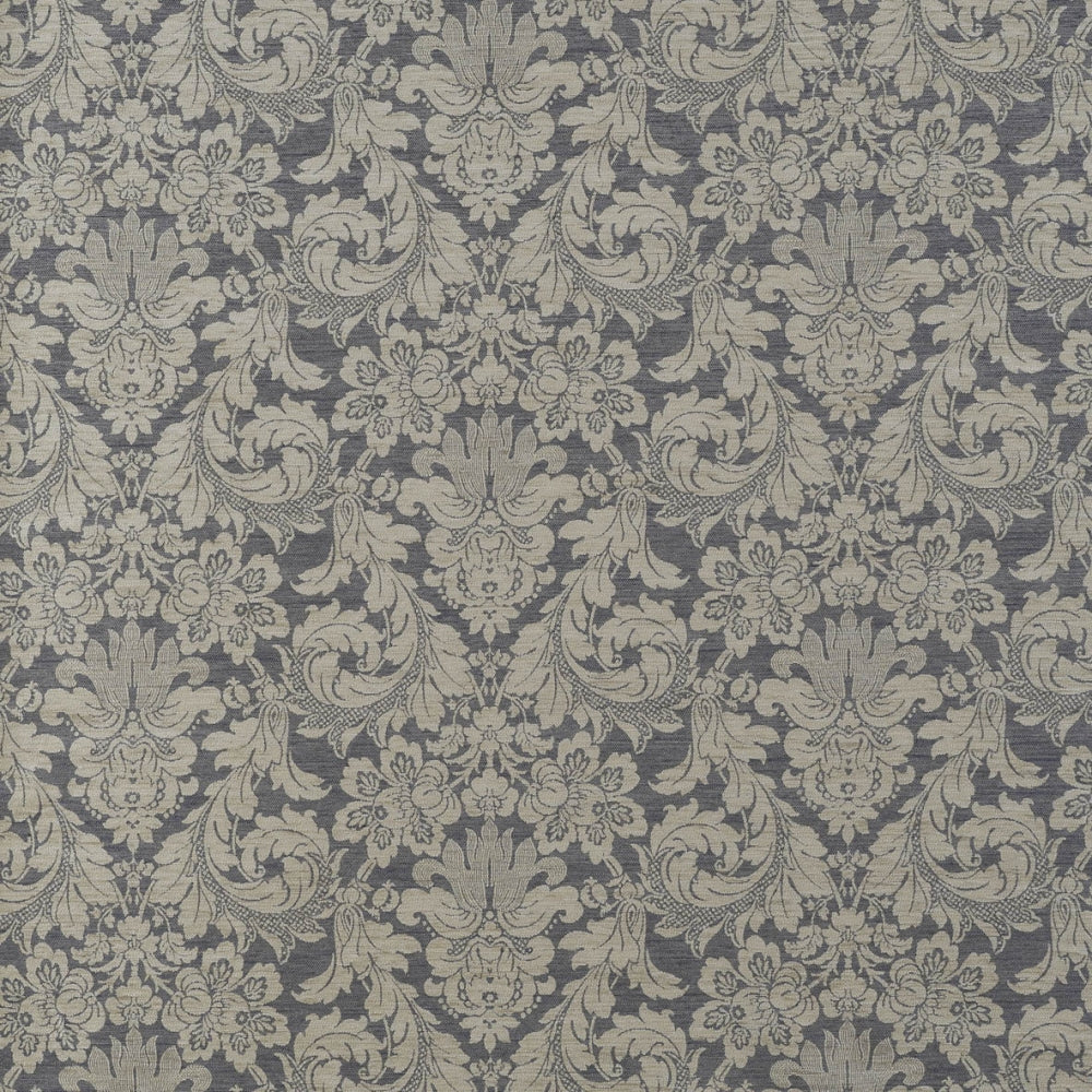 patterned  blue chenille upholstery fabric - Berkeley Atlantic Traditional Pattern