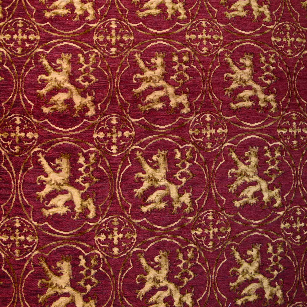 Guinevere Medieval Lions Rampant Chenille Burgundy