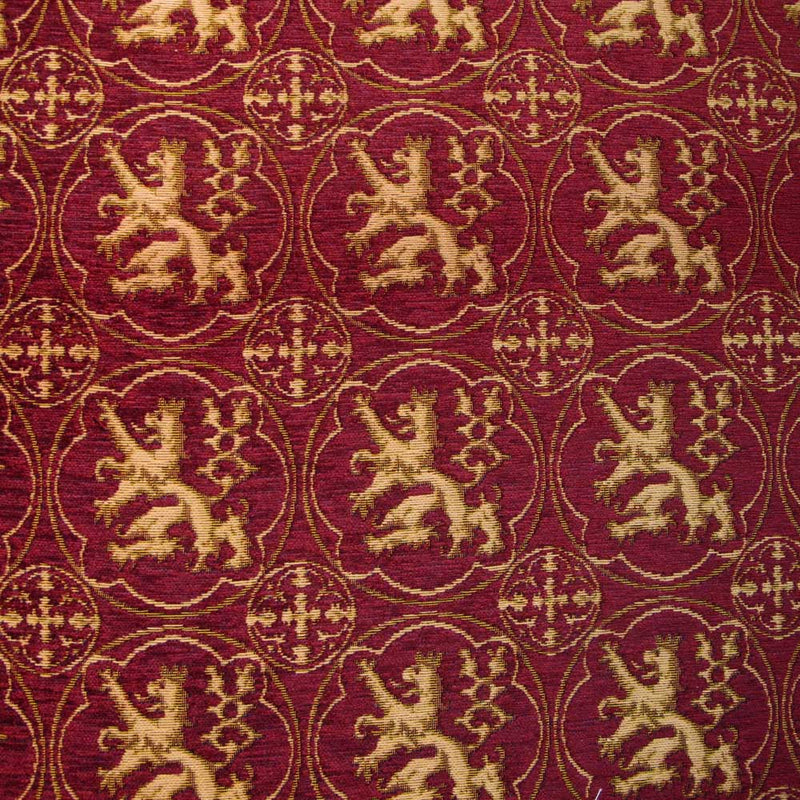 Guinevere Medieval Lions Rampant Chenille Burgundy