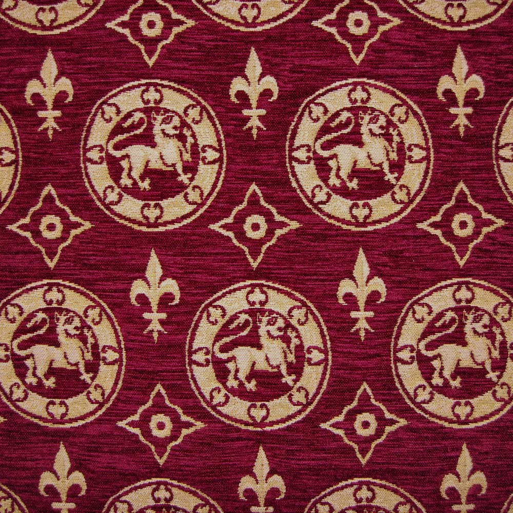 Guinevere Medieval Medallion Lions Heavy Chenille Weave