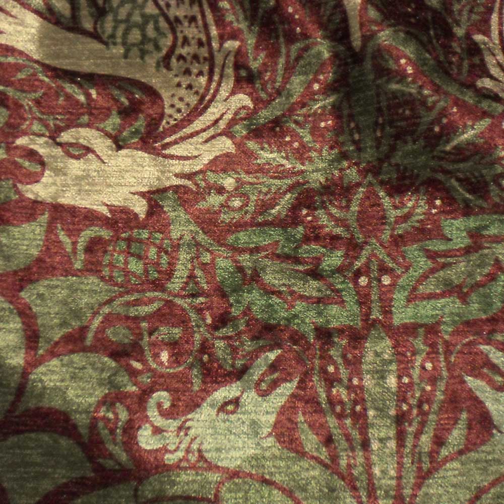 William Morris Designs Peacocks and Dragons Sorrell and Ivy Velvet