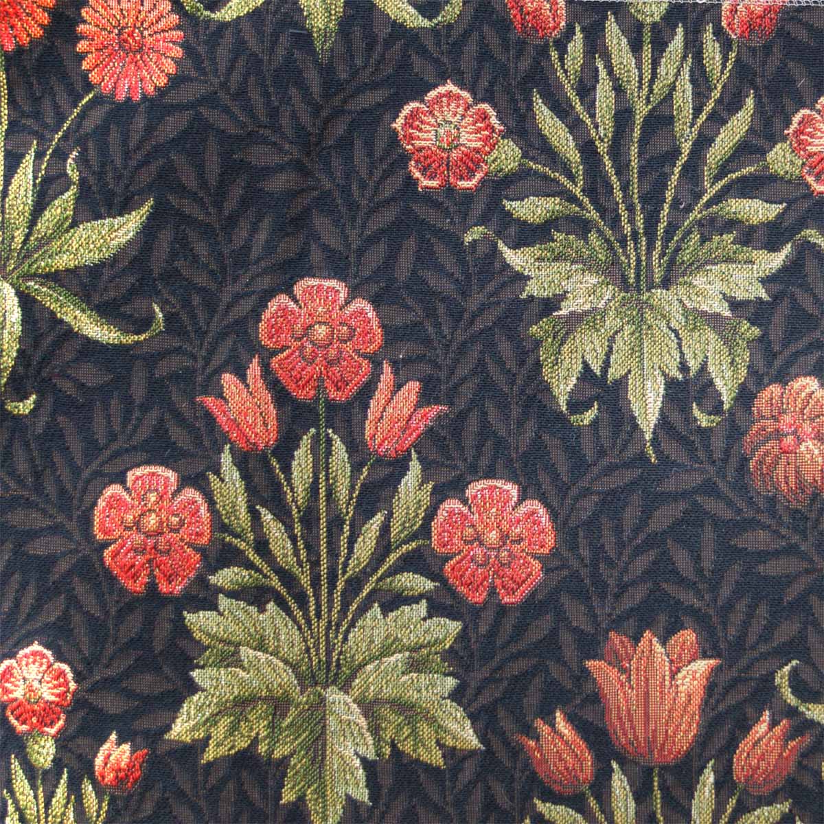 W Morris Tapestry and Chenille Morris Daisies Black Tapestry Weave