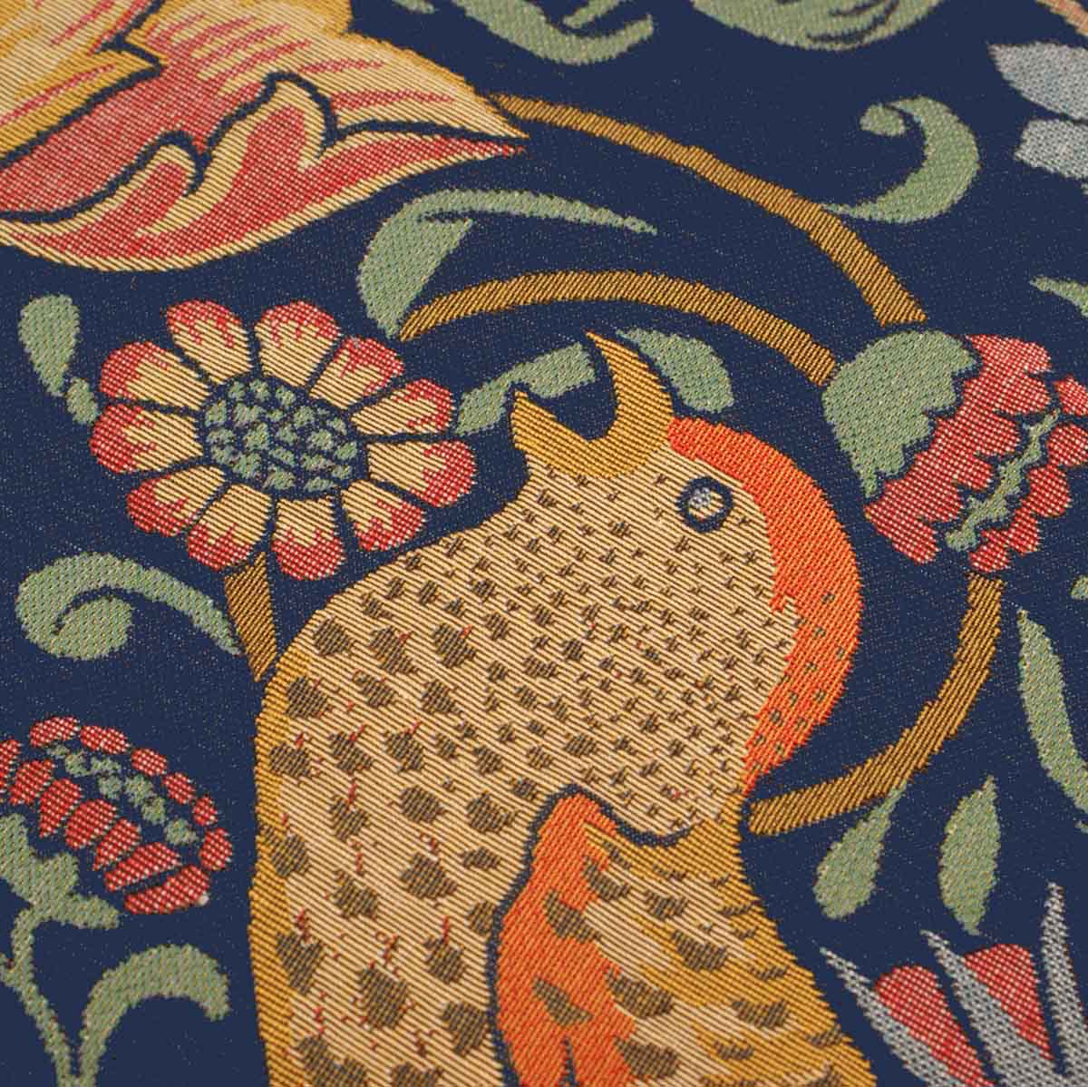 W Morris Tapestry and Chenille Strawberry Thief Blue Large Scale Tapestry Weave