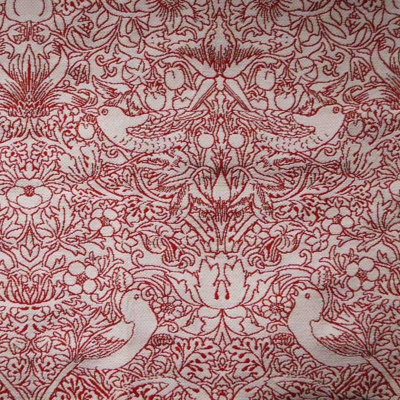 William Morris Designs Strawberry Thief Tapestry Weave Scarlet and White