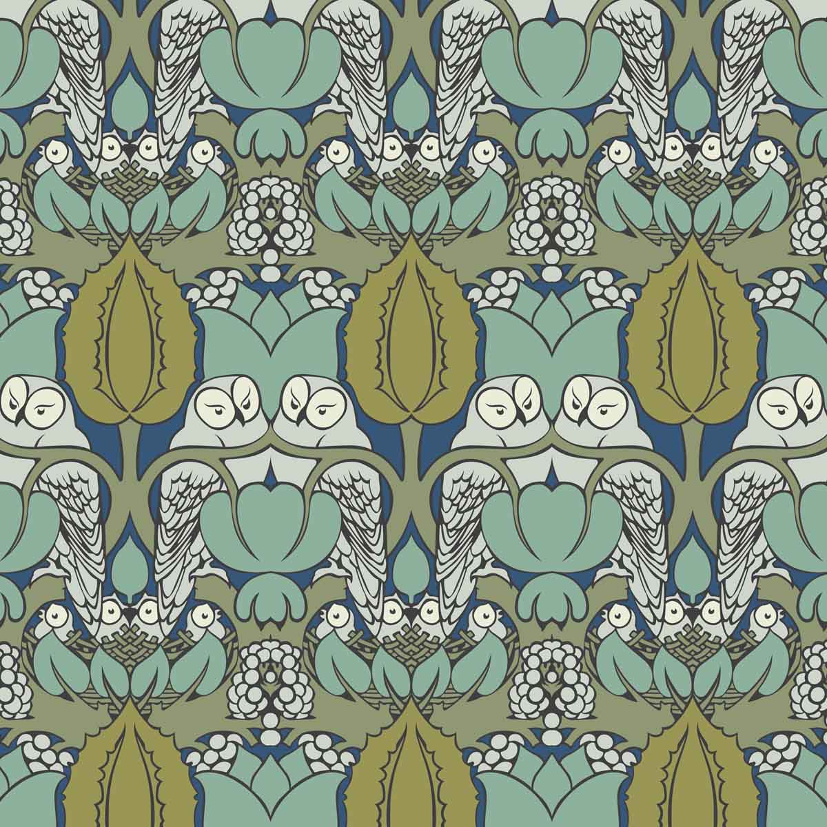 Charles Voysey Hoot Smaller Scale Cotton Linen