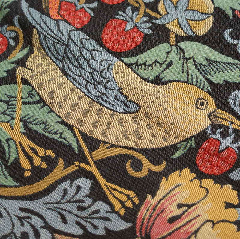 W Morris Tapestry and Chenille Strawberry Thief Charcoal Large Scale tapestry Weave
