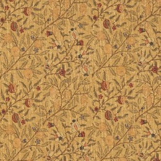 arts and crafts  green and red wool curtain and upholstery fabric - William Morris Designs Fruit Heavy Chenille