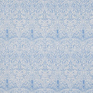 arts and crafts  blue cotton print curtain and upholstery fabric - William Morris Designs Iris Heavy Jacquard