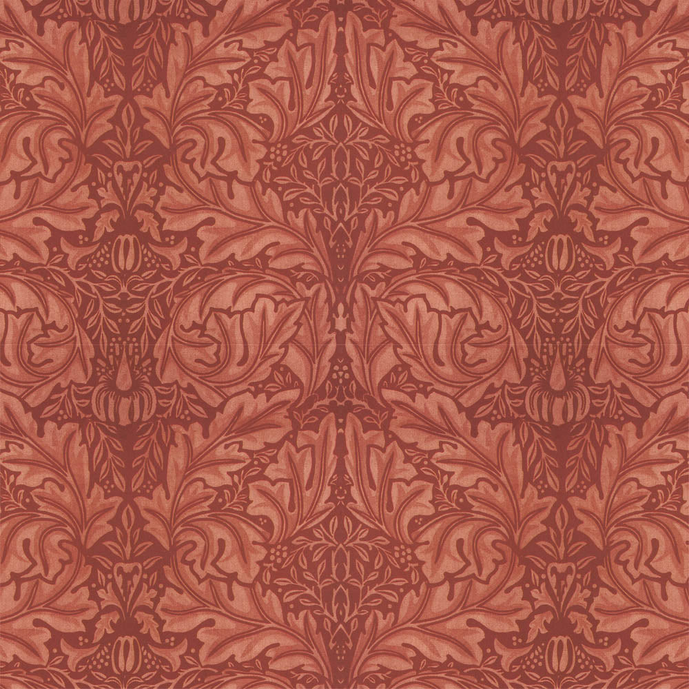 patterned  red velvet curtain and upholstery fabric - William Morris Designs Acanthus Velveteen Russett Velvet