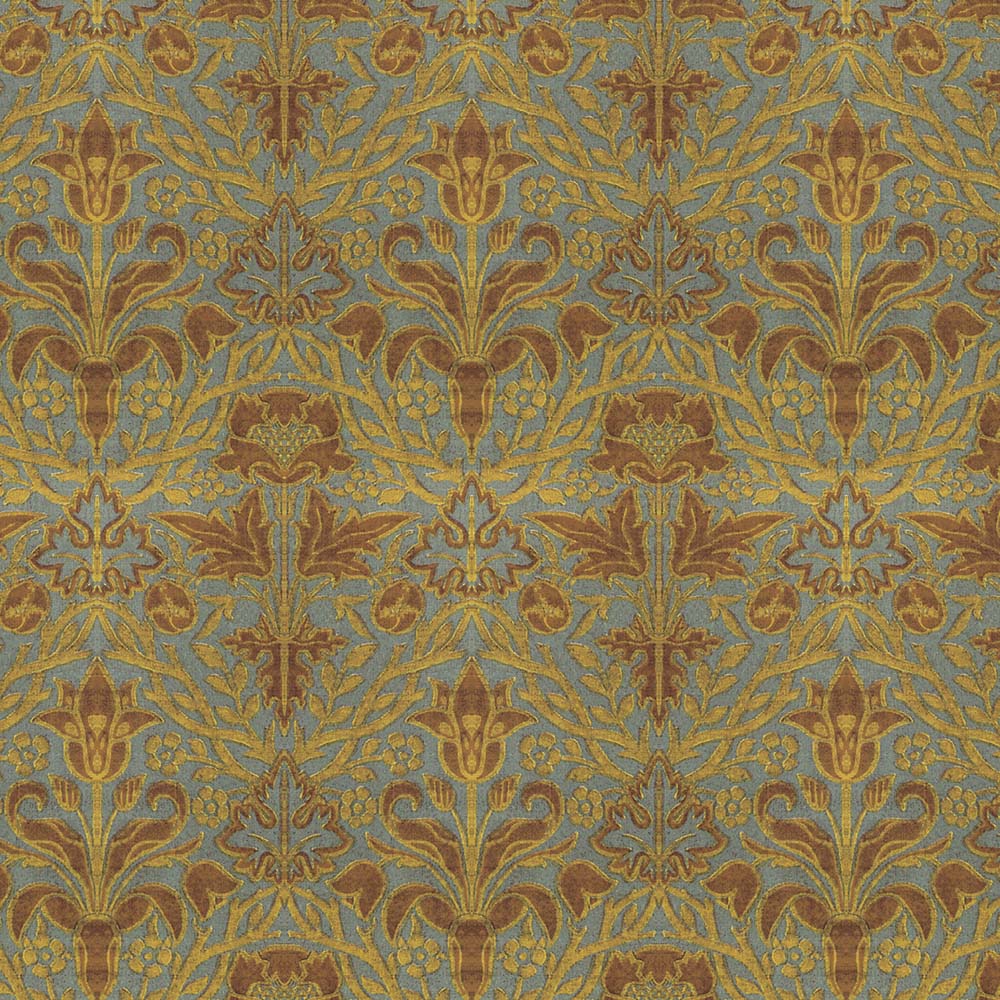 arts and crafts  blue cotton print curtain and upholstery fabric - William Morris Designs Cross Twigs Linen Print