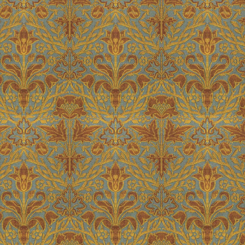 arts and crafts  blue cotton print curtain and upholstery fabric - William Morris Designs Cross Twigs Linen Print