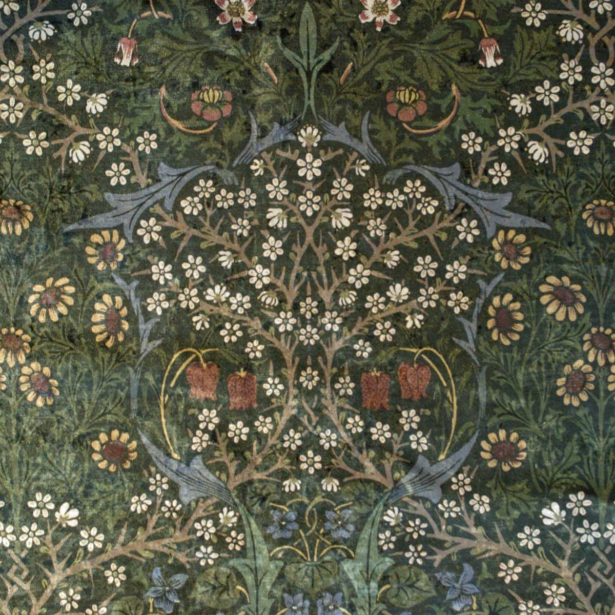 blue   fabric - William Morris Designs Blackthorn Velvet