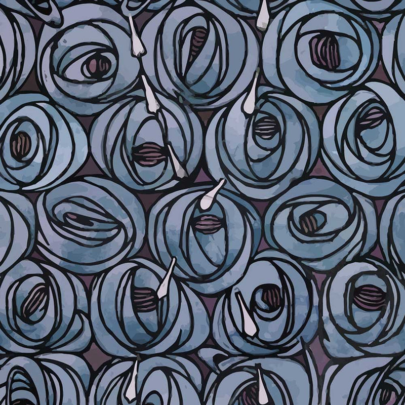 Charles Rennie Mackintosh Large Teardrop Roses Blue